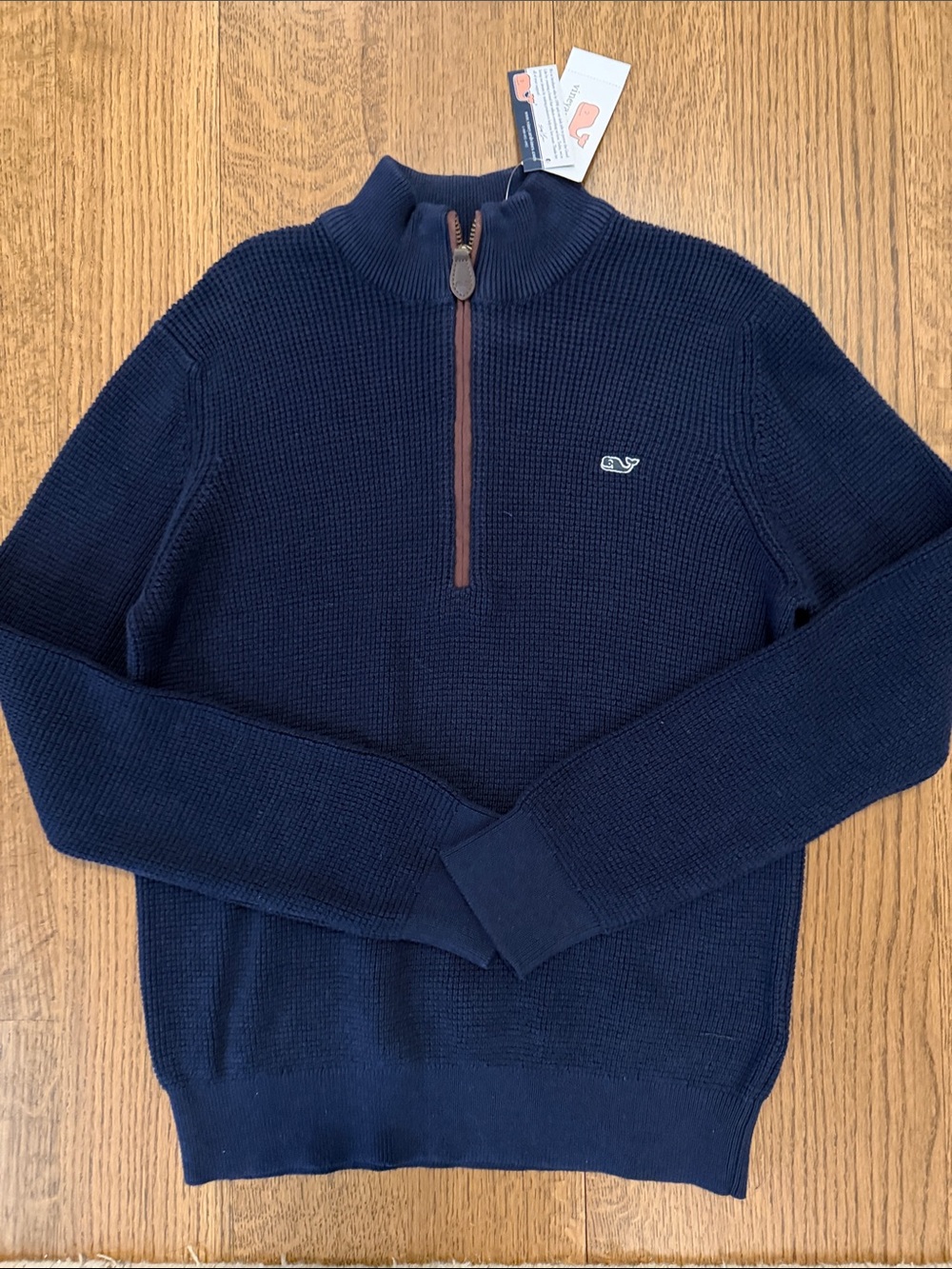 Vineyard Vines Men's Navy Quarter-Zip Textured Sweater